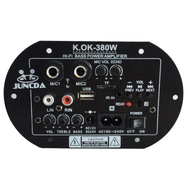 Amplificateur KOK380 AC 220V 12V 24V Digital Bluetooth Amplificateur Board Subwoofer Double microphone Amplificateurs de karphone Amplificador Amplificador