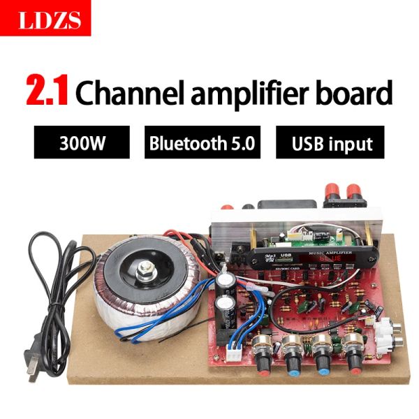 Amplificateur LDZS 1000W Amplificateurs d'alimentation à domicile 2.1 Channel Bluetooth 5.0 Sound surround FM USB Remote Control Mini Hifi Digital Amplificateur STREAT