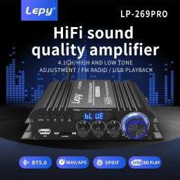 Amplificateur Lepy LP269PRO 4.1 Amplificateur de canal Bluetooth 5.0 coaxial dans USB SD FM Fonction Subwoofer Sortie Home Theatre Amplificador