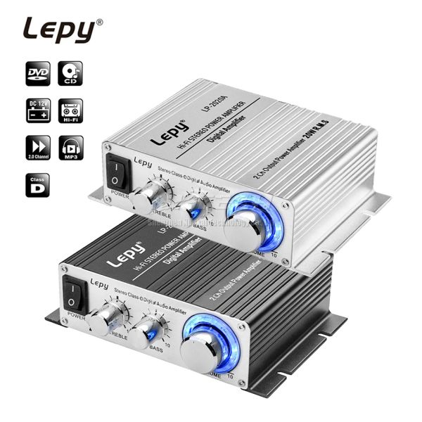 Amplificateur LP2020A LEPY Car Power Power Amplificateur Digital Player Hifi Stéréo Classd 2CH RMS 20W BASS AUDIO PROFESSIONNEL