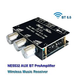 Amplificateur NE5532 Préamplificateur Bluetooth Compatible CARCHE AUDIO EQUILISIER Préampe récepteur sans fil AUX Pré-amplificateur AUX DC524V