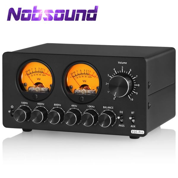 Amplificador Nobsound Eq5 Pro Mini 5band EQ Preamp Stereo Bluetooth Equalizer Desk Home Processor de audio con medidor VU