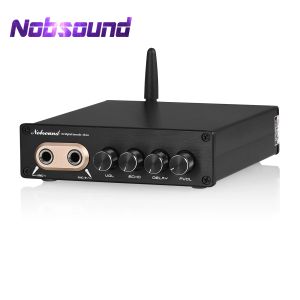 Amplificador Nobsound HIFI Bluetooth 5.0 Preamp Digital Dual Micrófono Entrada Mixer de audio Preamplificador para KTV/Home Karaoke Stereo Receptor