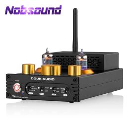 Amplificador Nobsound HIFI GE5654 Tubo de vacío Amplificador Estereo Bluetooth 5.0 Amp MM Phono Power Amp para tocadiscos AptxHD 160W+160W