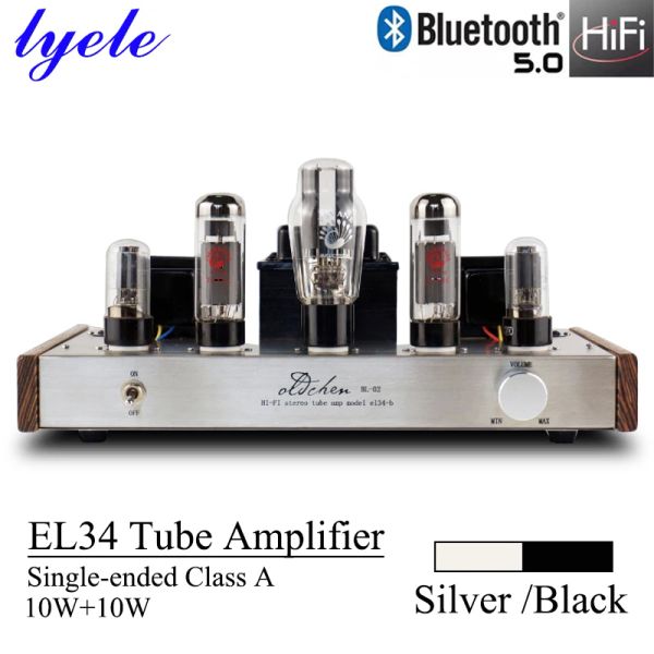 Amplificateur Oldchen EL34 Amplificateur de tube à vide Classe A Hifi Sound Amplificateur High Power 10W Home Theatre Bluetooth 5.0 High End Home Amp