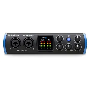 Amplificateur Presonus Studio 24c Interface audio carte son 2 micro / instrument / ligne d'entrées avec des préamplis micro xmaxl pour les studios à domicile