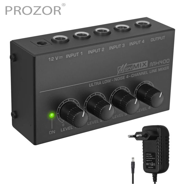 Amplificador Prozor MX400 Ultra Bass Noise 4 Channel Line Mono Audio Sound Connector 1/4 