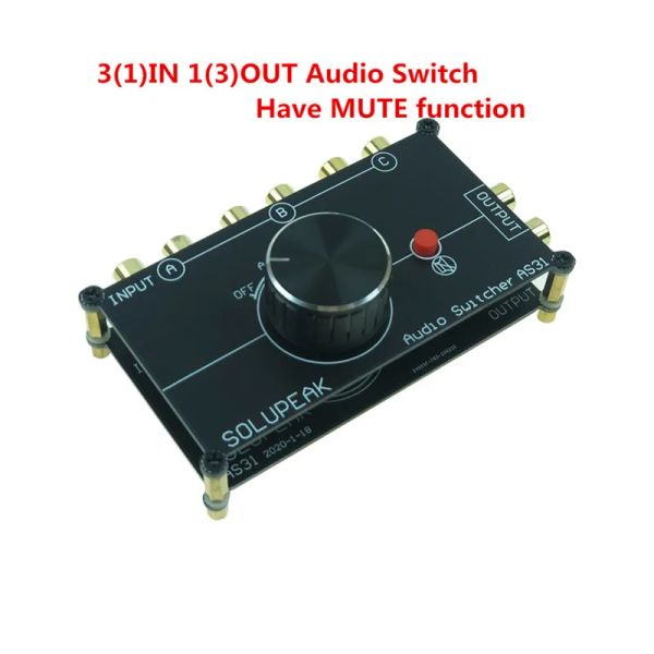Amplificateur RCA Stéréo Entrée Audio source Signal Switch Switcher Splitter Distributeur Sélecteur Boîte 3 en 1 OUT pour HIFI Audio Amplificateur