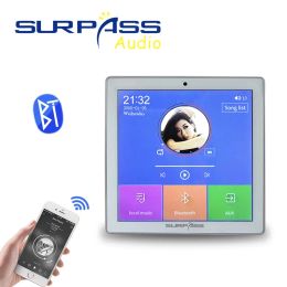 Versterker Smart Home Audio 2/4-kanaals draadloze Bluetooth-miniversterker 4 '' touchscreen FM-radio AUX TF-kaartfunctie in muurversterker