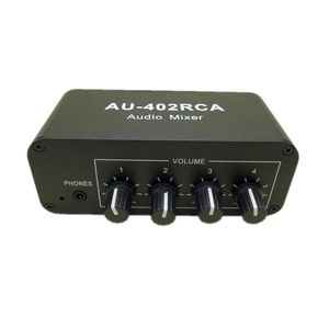 Versterker Stereo Audio Gemengde distributeur Signaalkeuzeschakelaar 4 ingangen 2 uitgangen RCA-toonvolumeregelaars Hoofdtelefoonversterker AU402RCA