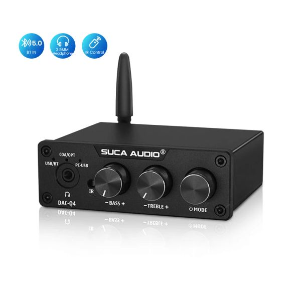 Amplificateur SUCA DACQ4 MINI DDIGITAL TO ANOGE CONVERTER BLUETOOTH 5.0 Récepteur S / PDIF USB DAC COAX / OPT Amplificateur de casque 24bit / 192k