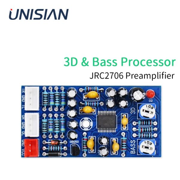 Amplificateur UniSian JRC2706 Préamplificateur audio 3D Sound Reverb Bars Control Tone Board Processeur Processeur Préampe DC1224V