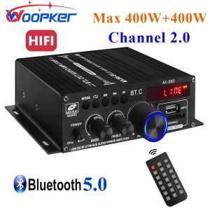 Versterker Woopker AK380 Digitale audioversterker 800W Bluetooth Power amp Hifi Bass FM Music Subwoofer Mediaspeler Ondersteuning USB Aux Input