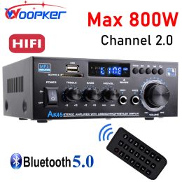 Amplificateur Woopker AK45 HIFI Amplificateur numérique MAX POWER 90WX2 CANCHEAU 2.0 BLUETOOTH SOUNNE SON PREULLER POUR LA CARRE