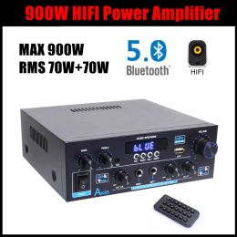 Amplificateur Woopker AK55 900W Amplificateur d'alimentation à domicile 2.0 canal Bluetooth 5.0 HIFI Digital stéréo Sound Amplificateur 2.0 450W + 450W Subwoofer