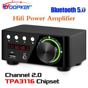 Amplificateur Woopker Bluetooth 5.0 HiFi Power Amplificateur 50wx2 TPA3116 Channel 2.0 Home Car Digital Audio Amp USB UDisk TF Music Player