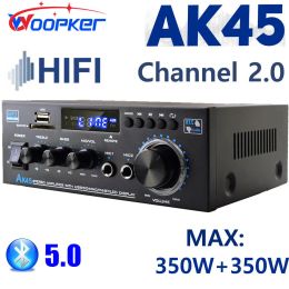 Amplificateur Woopker HIFI Digital Audio Amplificateur Channel 2.0 Bluetooth AMP AK45 pour les haut-parleurs à domicile 350W + 350W Support 90V240V