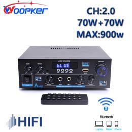 Versterker Woopker Home Power versterker AK55 Bluetooth5.0 CH2.0 70W+70W Release De audio Systemhigh Fidelity Bass Support Guita et al.