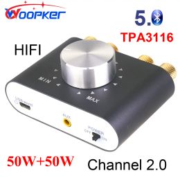Versterker Woopker Mini Digitale versterker X24 Max 100W Bluetooth 5.0 TPA3116 HIFI 2.0 Channel Stereo Audio Power Aamp voor thuisauto