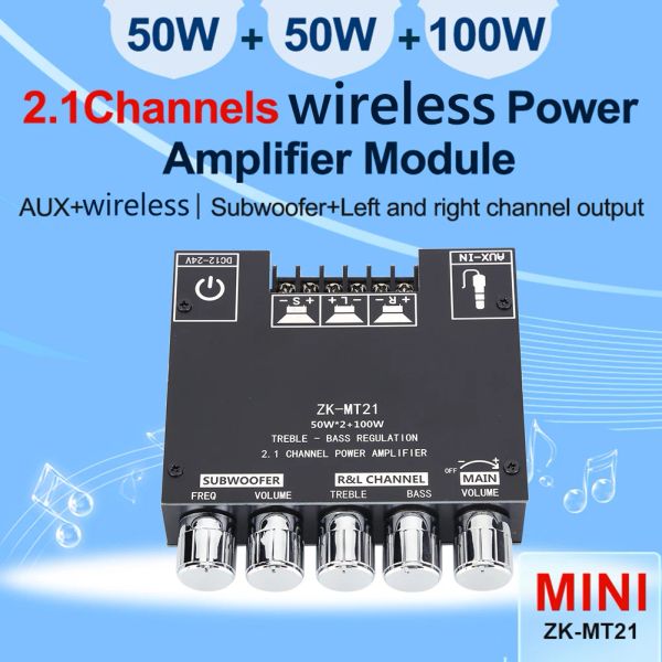 Amplificateur ZKMT21 Bluetooth compatible 2.1 canal Power Power Subwoofer Amplificateur Board AUDIO POWER AMP CIRCUIT CIRCUIT 50W X 2 + 100W