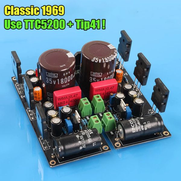 Amplificateurs 1 paire Hood 1969 Amplificateur Board audio 25W Classe A Amplificateur de puissance 2SC5200 HD1969 AMP avec 1083 Tension Regulator Chemical 680uf
