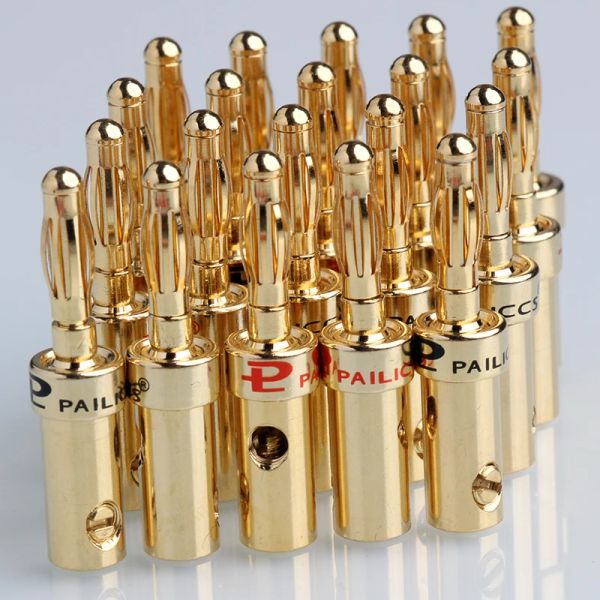 Amplificateurs 20pcs 4 mm Goldplad Musical câble fil Banana Poule Adaptateur audio Connecteur de haut-parleur Musical plaqué pour les amplificateurs de fil d'enceintes