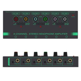 Amplificadores 4 6 canales Amplificador de auriculares estéreo mini amplificador portátil de audio portátiles divisor de auriculares ultra lownoise mixer para monitor
