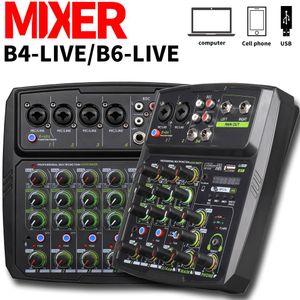 Versterkers 4/6-kanaals geluidsmixer Outdoor Conferentie Audio USB Bluetooth Reverb Audio Processor K Song Mobiele telefoon Live-uitzending met