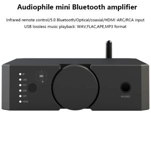 Versterkers Audiofiel Dual Balance Power Amplifier Bluetooth 5.0 200W High Power Hifi Digital Audio -versterker USB afspelen HDMI -invoer