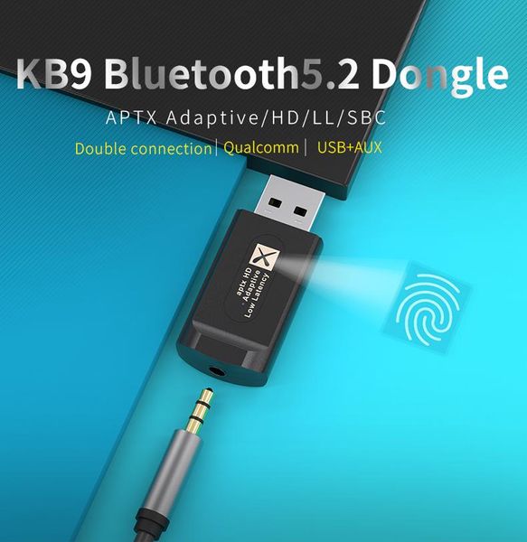 Amplificadores Bluetooth 5.2 Adaptador De Transmisor De Audio USB Dongle De Audio Aptx Adaptable/hd Baja Latencia 3.5mm Aux In Mic para Ps5/ps4/switch/pc/tv