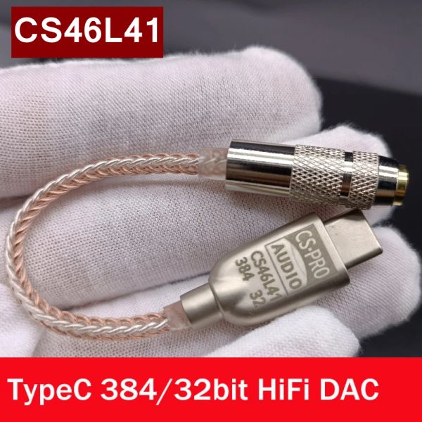 Amplificateurs CS46L41 USB Typec à 3,5 mm Amplificateur de casque Amplificateur DAC HIFI Earphone Audio Interface Adaptateur 32BIT 384KHz Amplificateur sonore