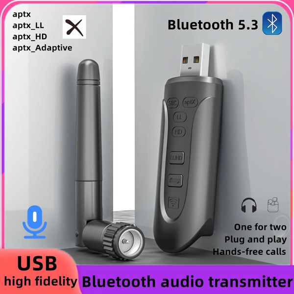 Amplificadores Csr Bluetooth 5.3 Transmisor De Audio Qcc3056 Usb 3.5mm Aux Qualcomm Adaptador Inalámbrico Multipunto Aptx Ll Hd Adaptador De Música Adaptable