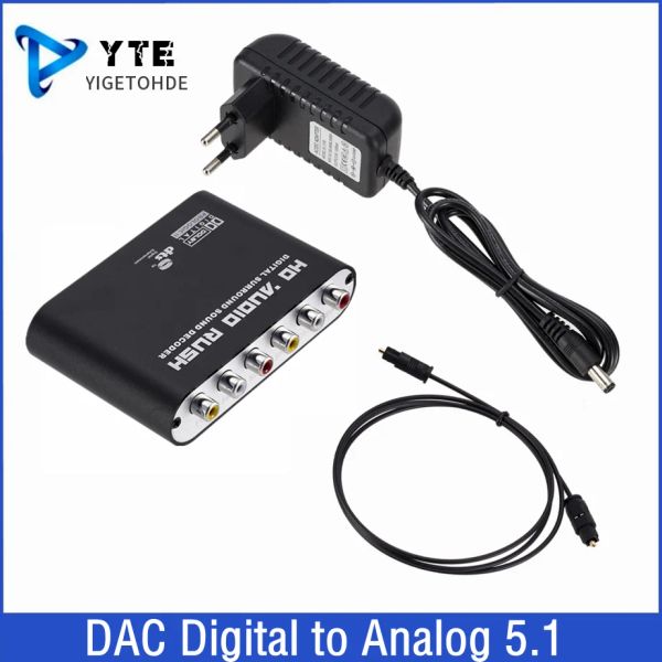 Amplificateurs Digital à analogique 5.1 CH Amplificateur de décodeur Audio Amplificateur SPDIF coaxial vers RCA DTS AC3 Amplificateur numérique optique Converte pour la télévision pour la télévision