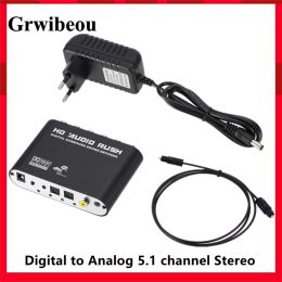 Versterkers Grwibeou 5.1 CH Audio Decoder SPDIF Coaxiaal naar RCA DTS AC3 Optische digitale versterker Analoge converterversterker HD Audiorush