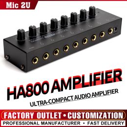 Amplificadores HA800 AUDIO AUDIO ULTRACOMPACTIVO 8 canales Mini auriculares estéreo Amplificador con adaptador de potencia EU EE. UU. Amplificadores de adaptador de enchufe