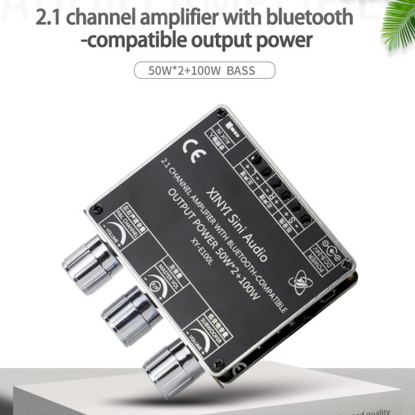 Amplificateurs Hifidiy Live E100L E30H 2.1 Amplificateur numérique canal Bluetooth 5.0 Power Audio Subwoofer Amplificateur Board 50wx2 + 100W ampli