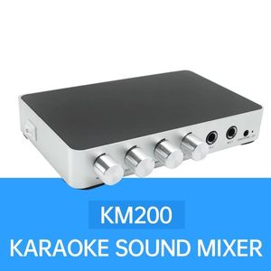 Amplificateurs Km200 4K Mini HD Karaoke Sound Mixer Audio Mixer Double Microphone Entrée Volume Réglage pour Scène Ktv Salle Mesa De Mezclas De
