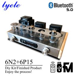 Versterkers Lyele Audio 6N2 6P15 Vacuümbuisversterker Diy Kit Hifi -versterker Klasse A Audio AMP VU Meter Bluetooth 5.0 USB -speler 3.5W*2 amp*2 amp