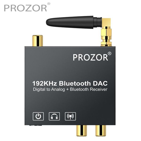 Amplificadores Prozor Bluetooth 5.0 Receptor Dac Adaptador Convertidor de Audio Digital a Analógico Coaxial Toslink a Estéreo L/r Rca con Interruptor de Encendido