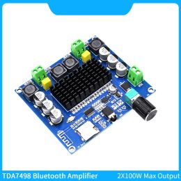 Amplificateurs TDA7498 Amplificateur audio Bluetooth 5.0 100W + 100W Amplificateurs de haute puissance Carte AUX TF Classe de carte D 2.0
