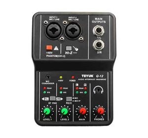 Versterkers Teyun Q12 Geluidskaart Audio Mixer Geluidskaart Console Bureausysteem Interface 4-kanaals 48v Vermogen Stereo (us-stekker)
