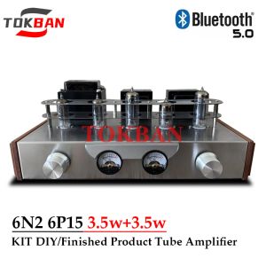 Amplificateurs Tokban 6N2 6P15 Amplificateur de tube à vide Kit de bricolage 2,0 Ample de tube 3,5W * 2 Bluetooth haute puissance 5.0 AUX FM VU METER HIFI Amplificateur Audio