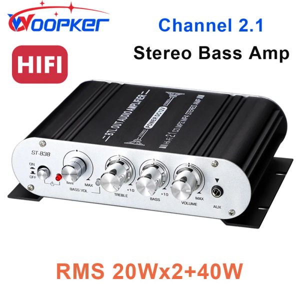 Amplificateurs Woopker Audio Amplificateur ST838 2.1 Ampliers de basse stéréo du subwoofer