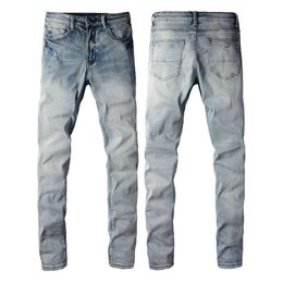 Amri -ontwerper Amrir Purple Brand Ksubi Jeans Paint Amiriri voor heren Jnco jeans hoger 6602 trendy high street jeans i lichtblauwe heren jeans Koreaanse editie