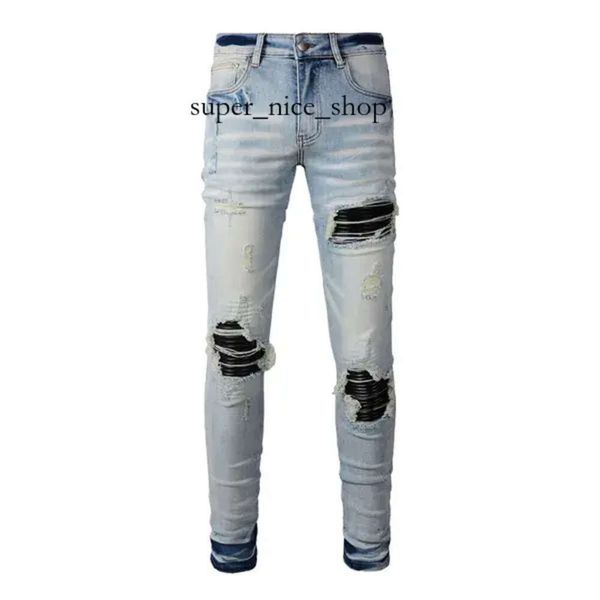 Amri Jeans Designer Hommes Jeans High Street Trou Étoile Patch Hommes Amrijeans Broderie Panneau Pantalon Stretch Amri 893