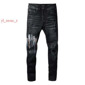 AMRIR Jeans pantalon denim en denim pour hommes Designer Jean Men Black Pantal