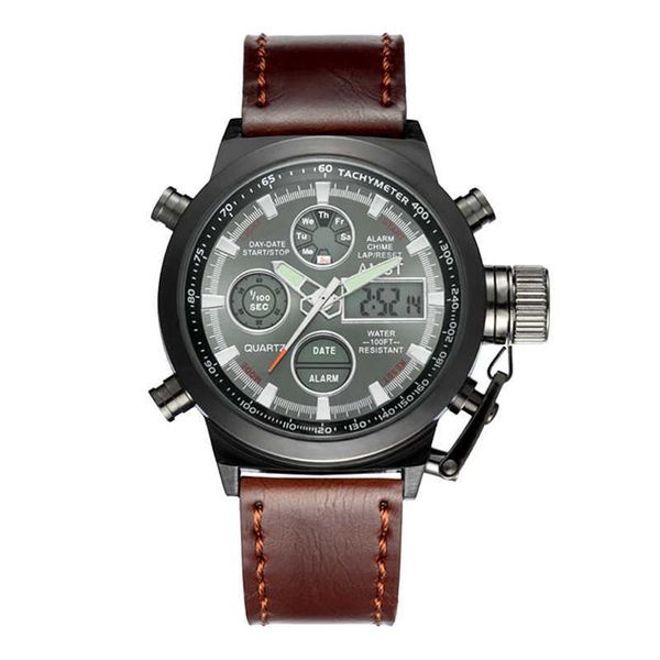 AMST – montre-bracelet de Sport personnalisée en cuir, minimaliste, étanche à 50 mètres, AM3003256j