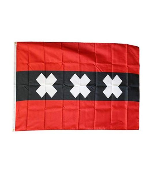 Drapeau d'Amsterdam Nederlands bannière capitale 3x5FT 90x150cm Festival fête cadeau sport 100D Polyester imprimé drapeaux et bannières Flying2938847