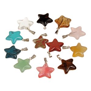 Amulet Magic Five Pointed Star Crystal Blue Goldstone Agate Featured Luck Hanger voor nek sieraden cadeau en decoratieve kerstboom