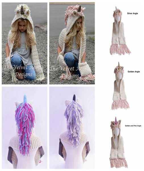 AMUSE 2 en 1 licorne écharpe casquette grande taille enfants infantile Llama chaud tricoté chapeaux enfants dessin animé plus chaud hiver crochet chapeau LJJA10136991873